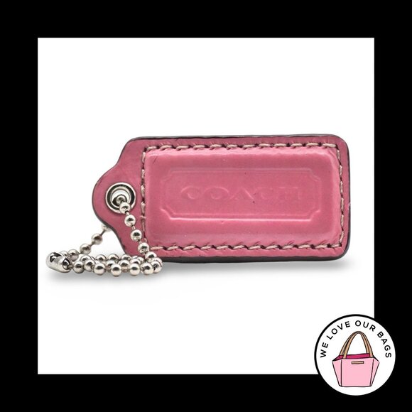2" Medium COACH Pink Polished Leather Nickel Key Fob Bag Charm Keychain Hang Tag - Picture 1 of 1